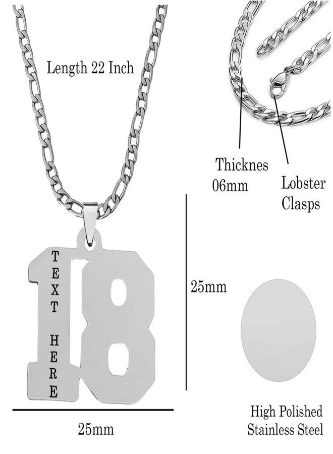 M Men Style 316 Stainless Steel 18K Customize Your 18 Jersey Number Necklace Sports Cricket Soccer Football Basketball Baseball for Boys Men Girls - Image 2