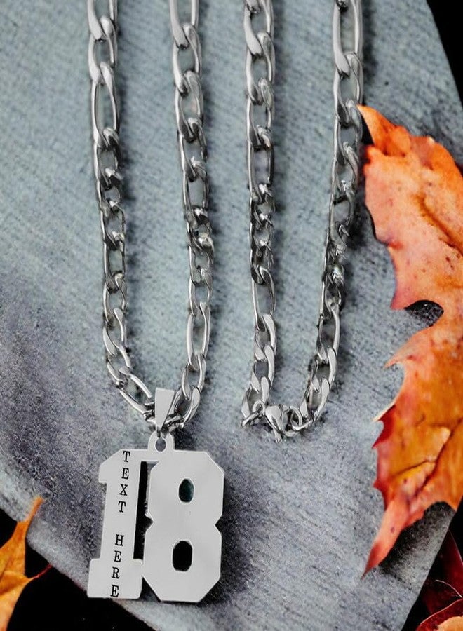 M Men Style 316 Stainless Steel 18K Customize Your 18 Jersey Number Necklace Sports Cricket Soccer Football Basketball Baseball for Boys Men Girls - Image 3