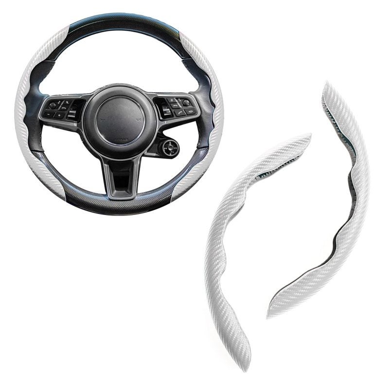 Carbon Fiber Steering Wheel Cover 38cm Universal - Textured Anti-Slip Grip Ultralight 56g for Car SUV Modern Style - Image 1