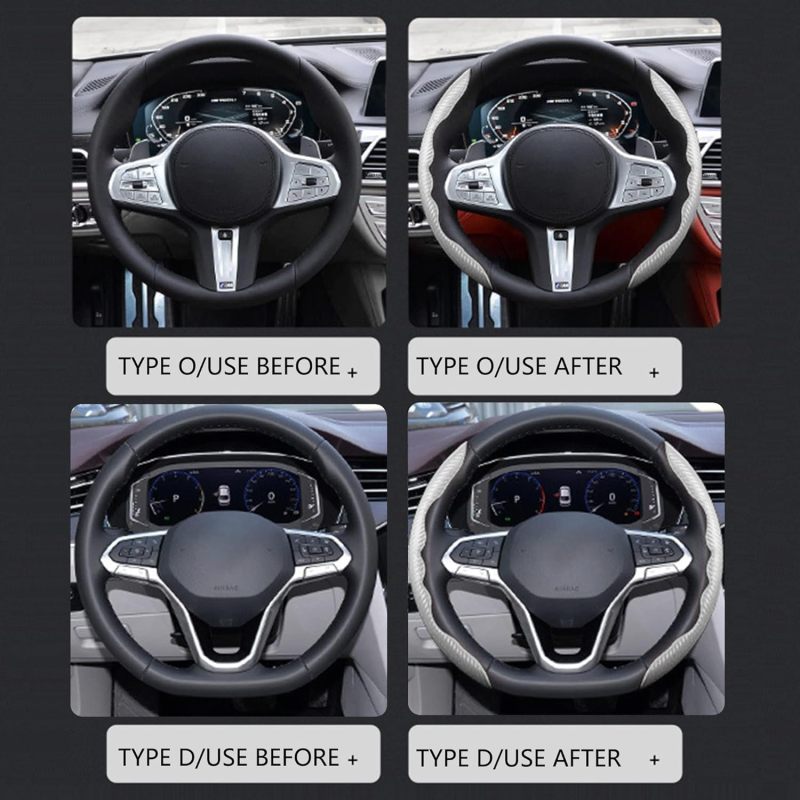 Carbon Fiber Steering Wheel Cover 38cm Universal - Textured Anti-Slip Grip Ultralight 56g for Car SUV Modern Style - Image 5