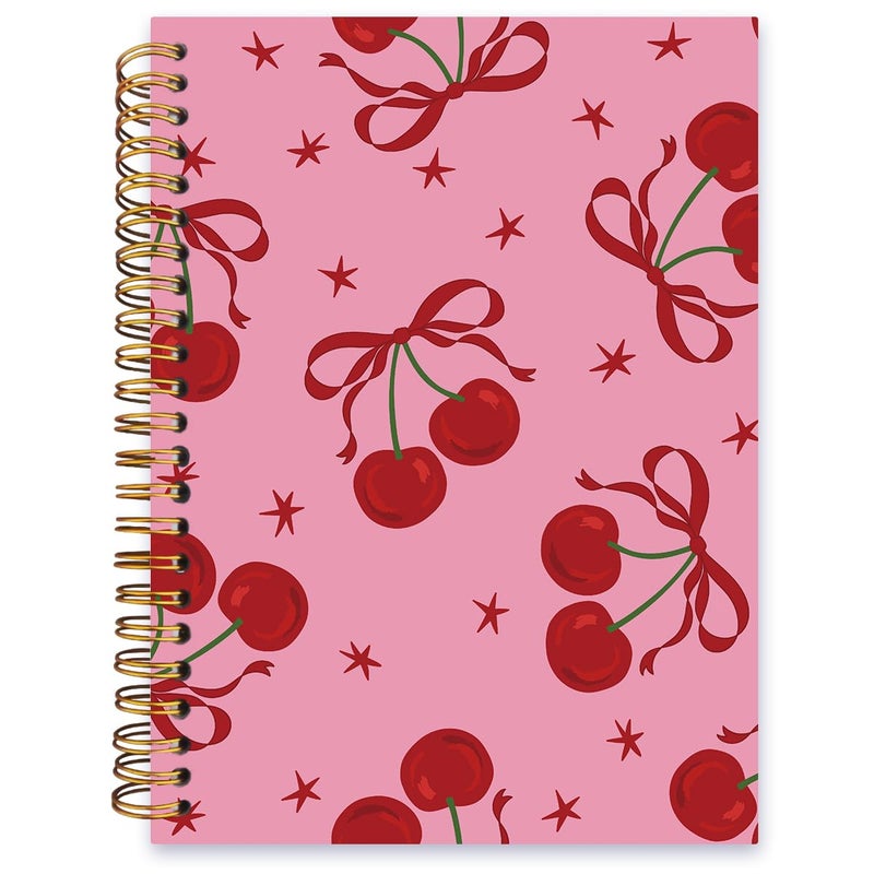 ISANOU Red Cherry Bow Notebook,Coquette Aesthetic Lined Spiral Notebook Hardcover,College Ruled Notebook,Office School Journal Notebook for Work,5.5x8.3 Inch 80 Pages,Gifts for Women Teen Girl - Image 1