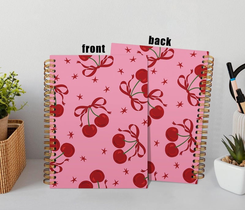 ISANOU Red Cherry Bow Notebook,Coquette Aesthetic Lined Spiral Notebook Hardcover,College Ruled Notebook,Office School Journal Notebook for Work,5.5x8.3 Inch 80 Pages,Gifts for Women Teen Girl - Image 3