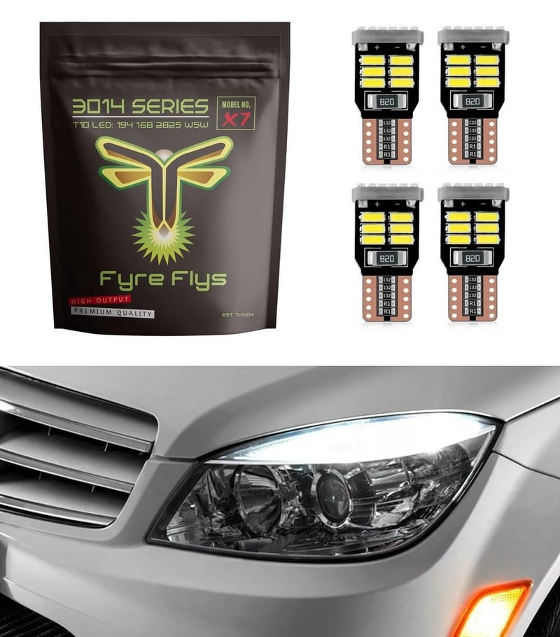 Fyre Flys 4x Error Free LED Eyebrow Eyelid Light Bulbs For Mercedes Benz W204 C300 C350, White - Image 1