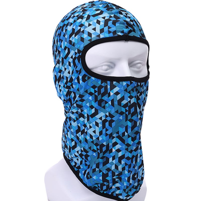 Generic Summer riding mask Ice Silk headgear sunscreen dustproof full face neck protection headgear bicycle electric car inner liner Cap TT-MC-13 Square Blue