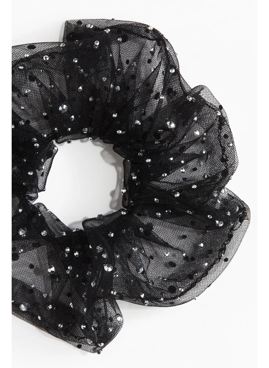 H&M Rhinestone-Embellished Mesh Scrunchie