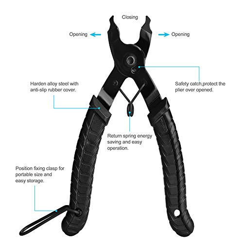 A AKRAF Bicycle Chain Repair Tool Kit with Bike Link Plier, Chain Breaker Splitter Tool, 6 Pairs Bicycle Missing Links, Bicycle Mechanic Tool Kit with Chain Master Link Remover and Connector - Image 2