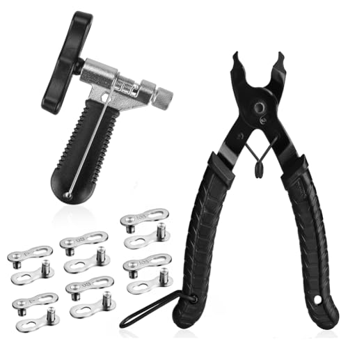 A AKRAF Bicycle Chain Repair Tool Kit with Bike Link Plier, Chain Breaker Splitter Tool, 6 Pairs Bicycle Missing Links, Bicycle Mechanic Tool Kit with Chain Master Link Remover and Connector - Image 1