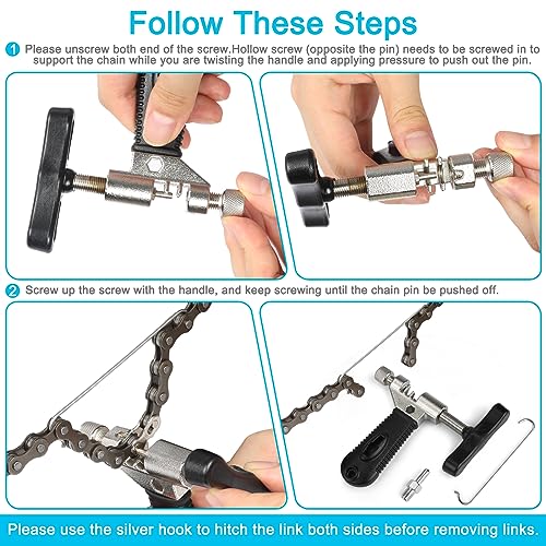 A AKRAF Bicycle Chain Repair Tool Kit with Bike Link Plier, Chain Breaker Splitter Tool, 6 Pairs Bicycle Missing Links, Bicycle Mechanic Tool Kit with Chain Master Link Remover and Connector - Image 5