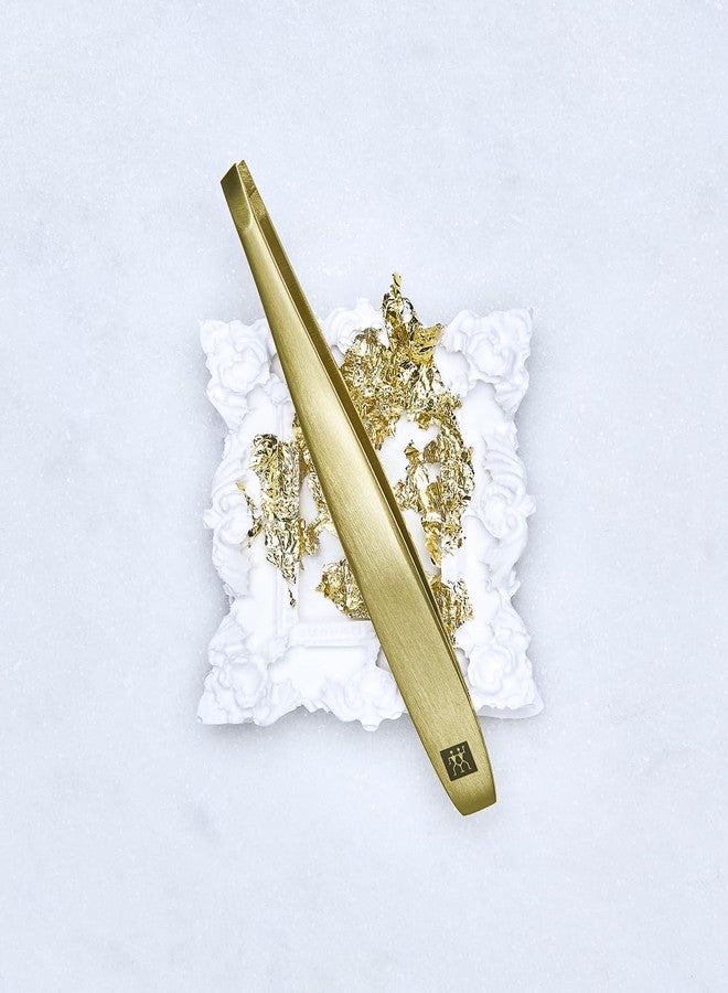 ZWILLING Beauty Tweezer Slanted (plucking eyebrows, removing splinters, hand finished, roughened tips, hypoallergenic), Premium, Gold, 3.5-inch - Image 5