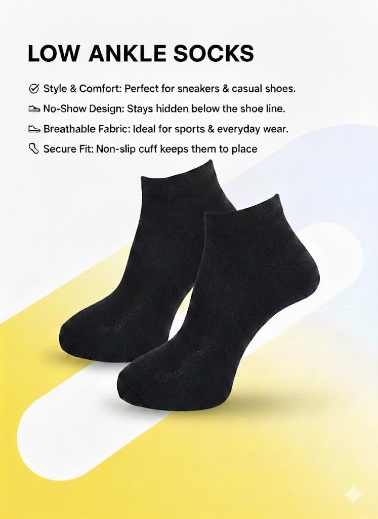 Dollar Men Ankle Socks Low Cut Thin Sock Lightweight Assorted Color Soft Sock 3 Pairs - Image 3