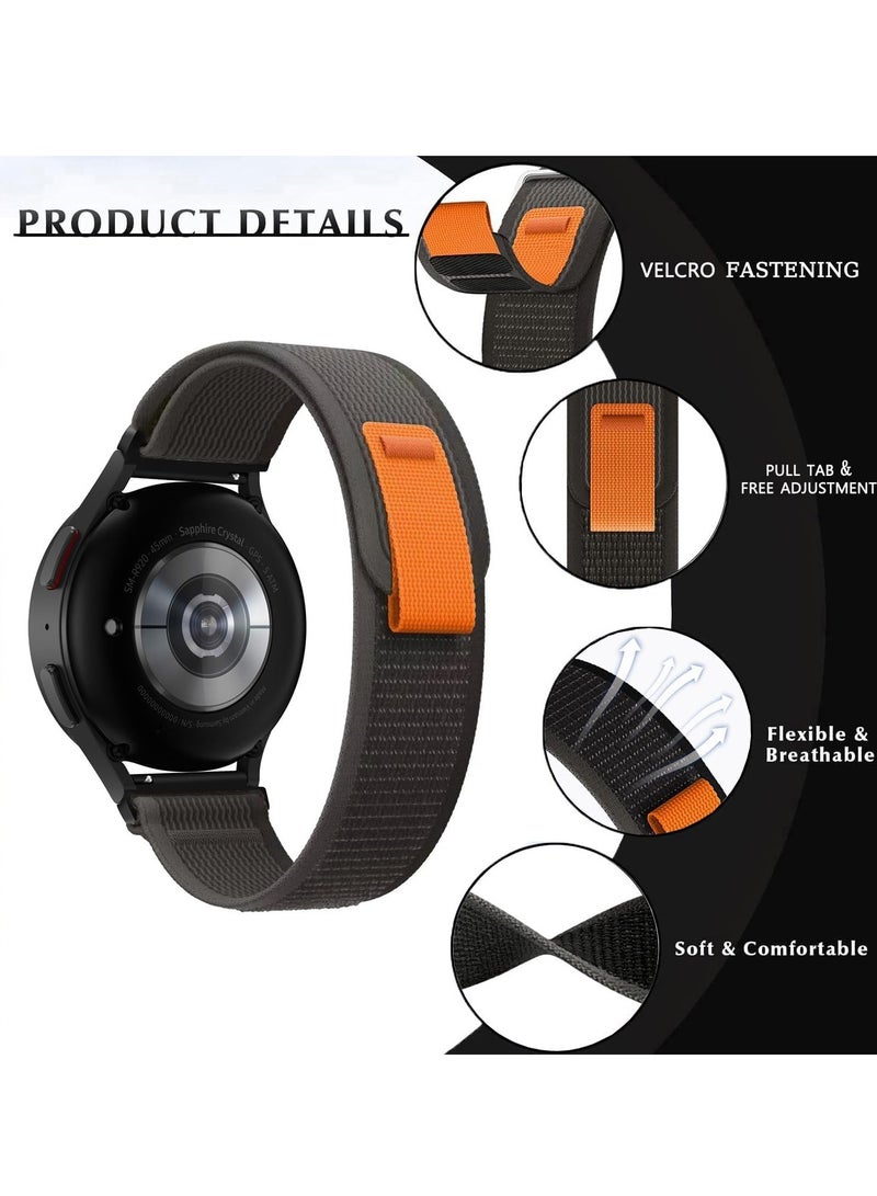 ten.tech Tentech Nylon Watch Band For Samsung Galaxy Watch 6 / 5 / 4 Bands 40mm 44mm/Watch 5 Pro Band 45mm/Watch 4 / 6 Classic Bands 42mm 43mm 46mm 47mm - Dark gray & orange  - Image 3