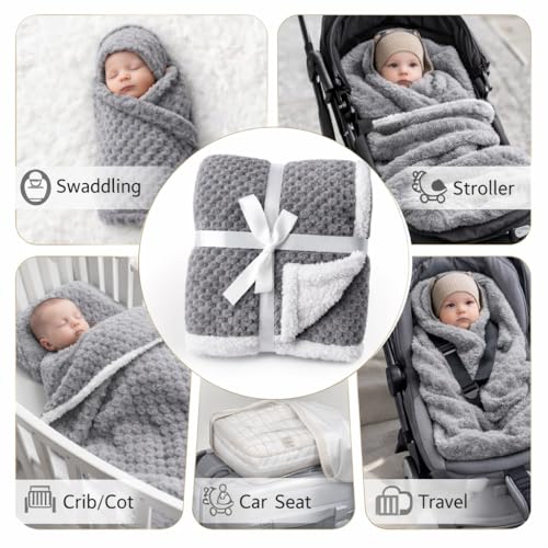 BRANDONN Premium Baby Blanket 100×75 cm – Ultra Soft Flannel Sherpa Newborn Blanket for Winter, AC, Stroller, Crib, Travel (0-12 Months) - Image 4