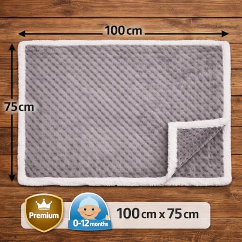 BRANDONN Premium Baby Blanket 100×75 cm – Ultra Soft Flannel Sherpa Newborn Blanket for Winter, AC, Stroller, Crib, Travel (0-12 Months) - Image 5