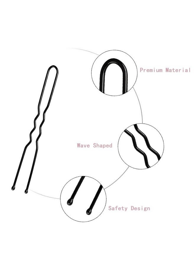 وسيكس 200 قطعة من دبابيس الشعر على شكل حرف U مقاس 2.4 و2 بوصة، دبابيس شعر على شكل كعكة مع صندوق تخزين للنساء والفتيات وصالونات تصفيف الشعر (أسود) - Image 2
