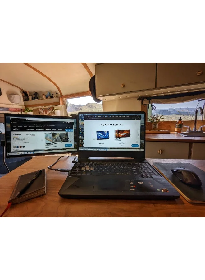 Mobile pixel Duex Max Portable Monitor, 14.1" FHD 1080P IPS Ultra Slim Laptop Screen Extender, USB A/USB C Plug and Play Auto Screen Rotate, Windows/Mac/Android/Switch Compatible - Black