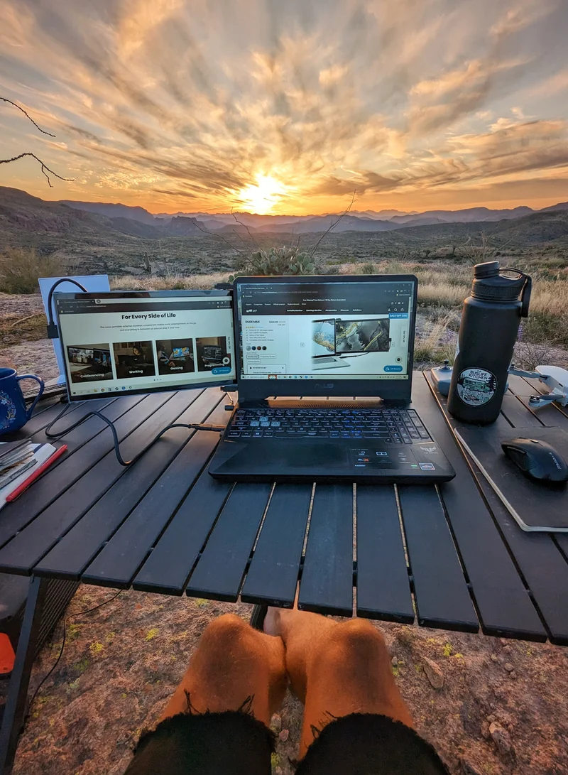 Mobile pixel Duex Max Portable Monitor, 14.1" FHD 1080P IPS Ultra Slim Laptop Screen Extender, USB A/USB C Plug and Play Auto Screen Rotate, Windows/Mac/Android/Switch Compatible - Black
