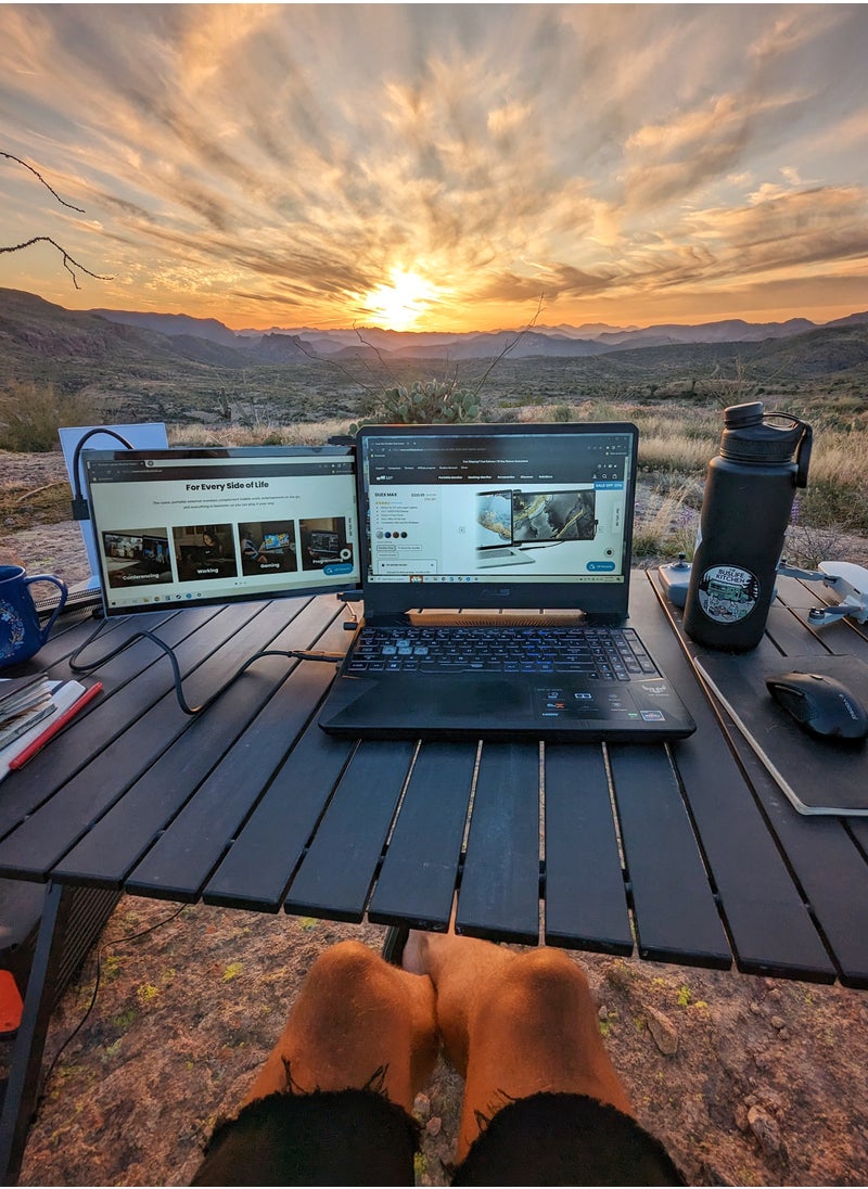 Mobile pixel - Duex Max Portable Monitor, 14.1" FHD 1080P IPS Ultra Slim Laptop Screen Extender, USB A/USB C Plug and Play Auto Screen Rotate, Windows/Mac/Android/Switch Compatible - Black - Image 1