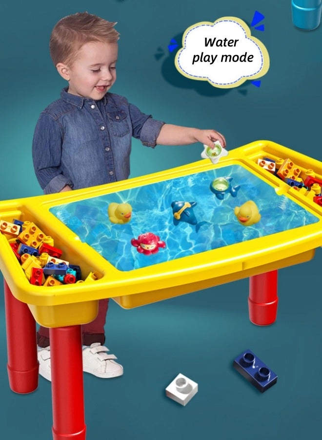Building Blocks Table,Toddlers Activity Table,Kids Activity Table And Chair Set With 108pcs Building Blocks,All In One Sand/Water/Sensory Tables With Storage,Toys Toddler Learning Playset Table For Boys Girls Gifts 3-7 Years Old  - Image 5