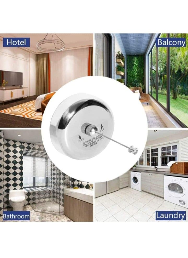 NISHWARE NISHWARE Stainless Steel Retractable Adjustable Lockable Hanging Washing Line Silver Pack of 2  - Image 4
