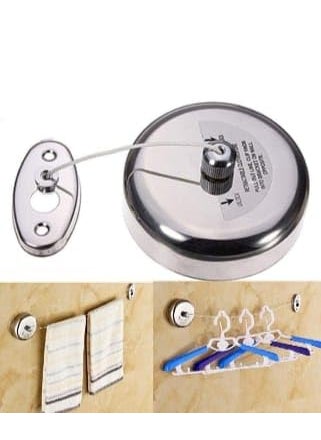 NISHWARE NISHWARE Stainless Steel Retractable Adjustable Lockable Hanging Washing Line Silver Pack of 2  - Image 5