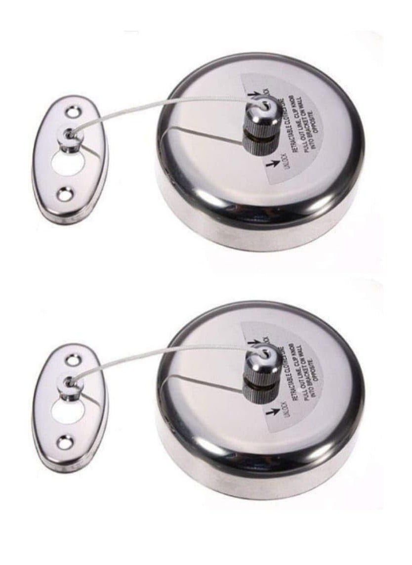 NISHWARE NISHWARE Stainless Steel Retractable Adjustable Lockable Hanging Washing Line Silver Pack of 2  - Image 1