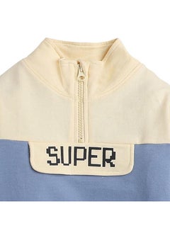 Hopscotch Hopscotch Cotton Boys Text Print Top Joggers Set In Blue Color For Ages 3-4 Years  - Image 3