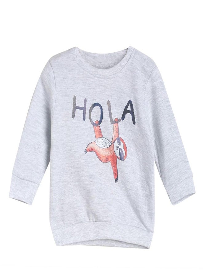 miniklub Baby Round Neck Long Sleeve Knitted Cotton Grey Color Sweat Shirt (9-12M) - Image 1