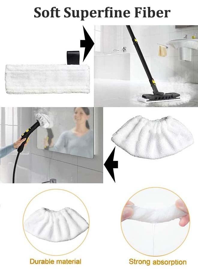 YIM-VIBEHAUS 6 Pack Replacement Microfibre Mop Cloths with Pads Set Fits for Karcher Steam Cleaner SC2 SC3 SC4 SC5 Accessories（3 Rag Nozzle Covers & for Karchers 3 Microfiber Mopping Pads） - Image 3