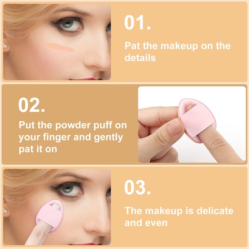 Aternal Finger Puff, Mini Powder Makeup Sponges - Soft Beauty Cosmetic Tools for Foundation, Under Eye, Cream, Concealer, Eye Shadow - Mini Makeup Sponge for Girls - Image 4