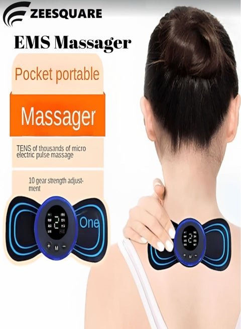 EMS Portable 8 Modes Electric Cervical Spine Mini Patch Vibration Muscle Relaxation Shoulder Neck Massager Massage Relieve Fatigue Rechargeable