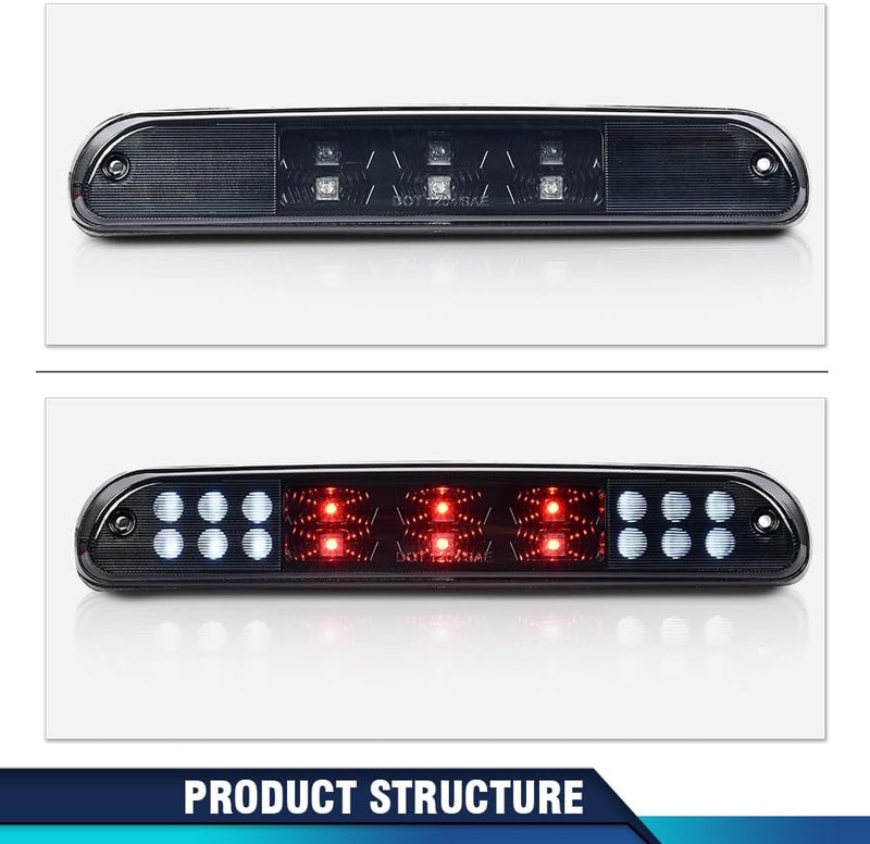 PIT66 LED 3rd Brake Light Compatible with 1999-2015 Ford F250 F350 F450 F550 Super Duty High Mount Stop Parking Lamps Black Housing Smoky Lens - Image 4
