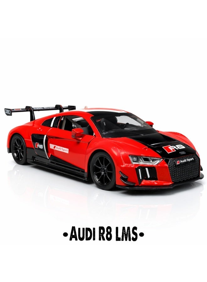 أودي سيارة أودي R8 LMS موديل معدني Die-Cast مقاس 1:24 -  باب يفتح وحركة سحب خلفي - مناسبة للهواة والهدايا - Image 1