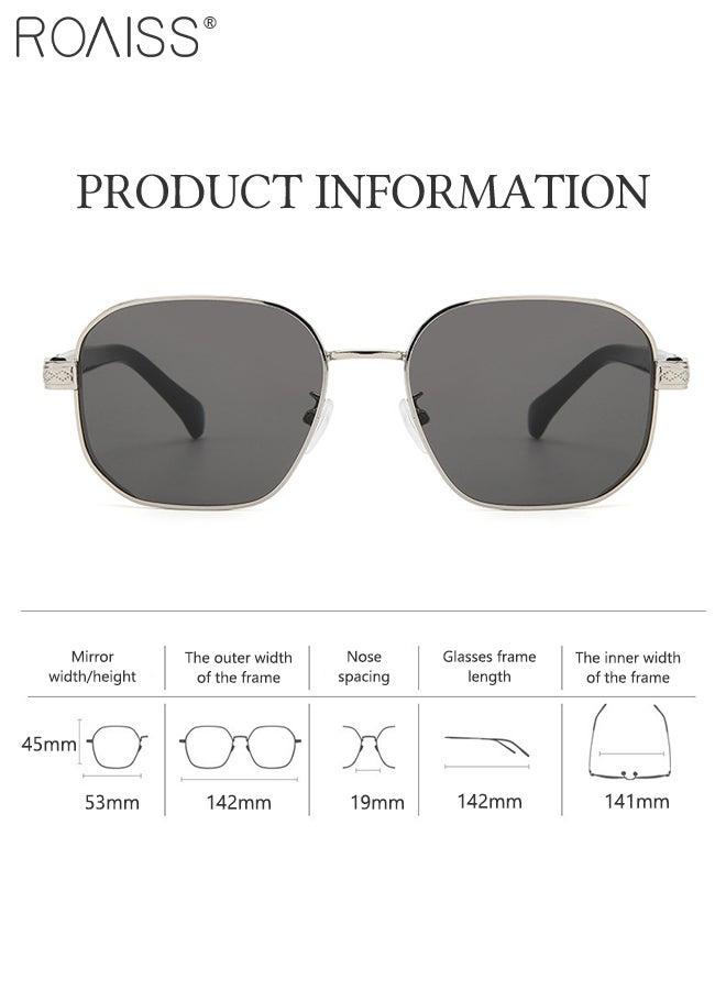 رويس نظارات شمسية ريترو للنساء والرجال بحماية من الأشعة فوق البنفسجية 400 بإطار معدني مستقطب عتيق، نظارات شمسية عصرية مضادة للتوهج للقيادة والصيد والسفر، فضية - Image 3