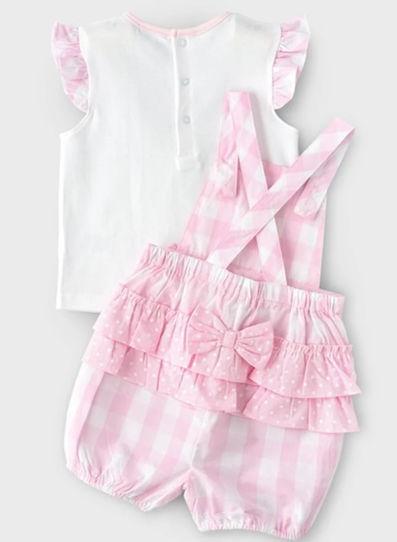 Boo Boo Infant Top & Checked Dungaree Set
