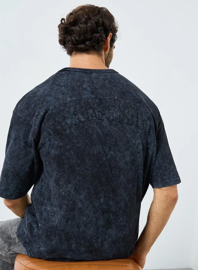 Styli Men Black Acid Wash Oversized T-Shirt