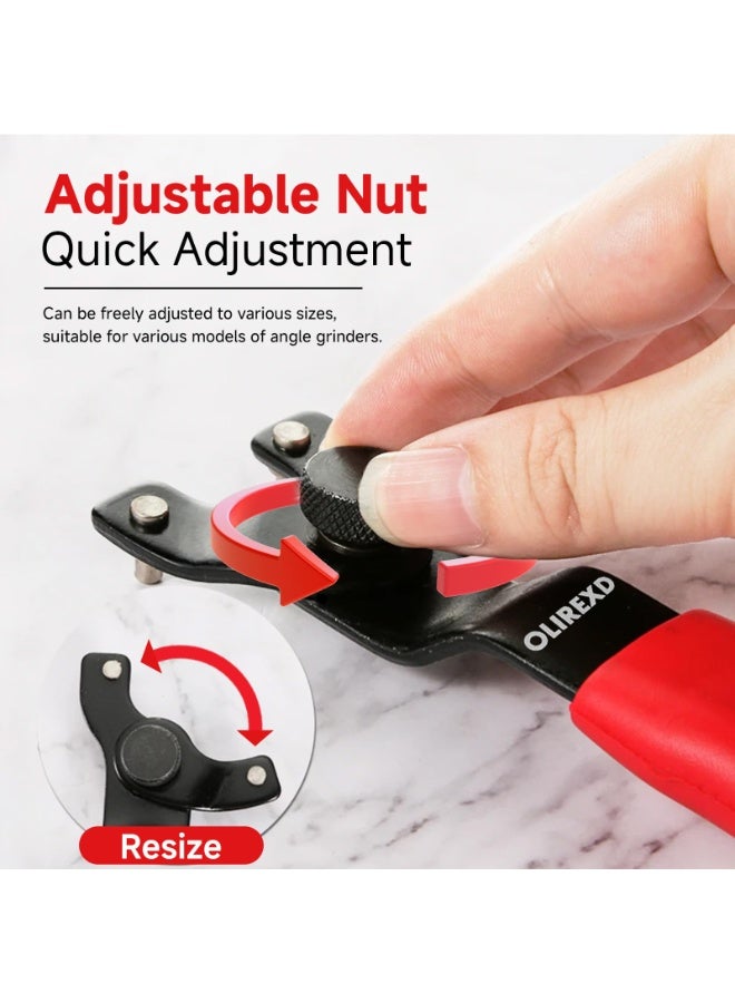 Adjustable Lock Nut Wrench, Angle Grinder Wrench, Universal Adjustable Universal Adjustable Wrench, Flange Grinder Angle (Red) - Image 3