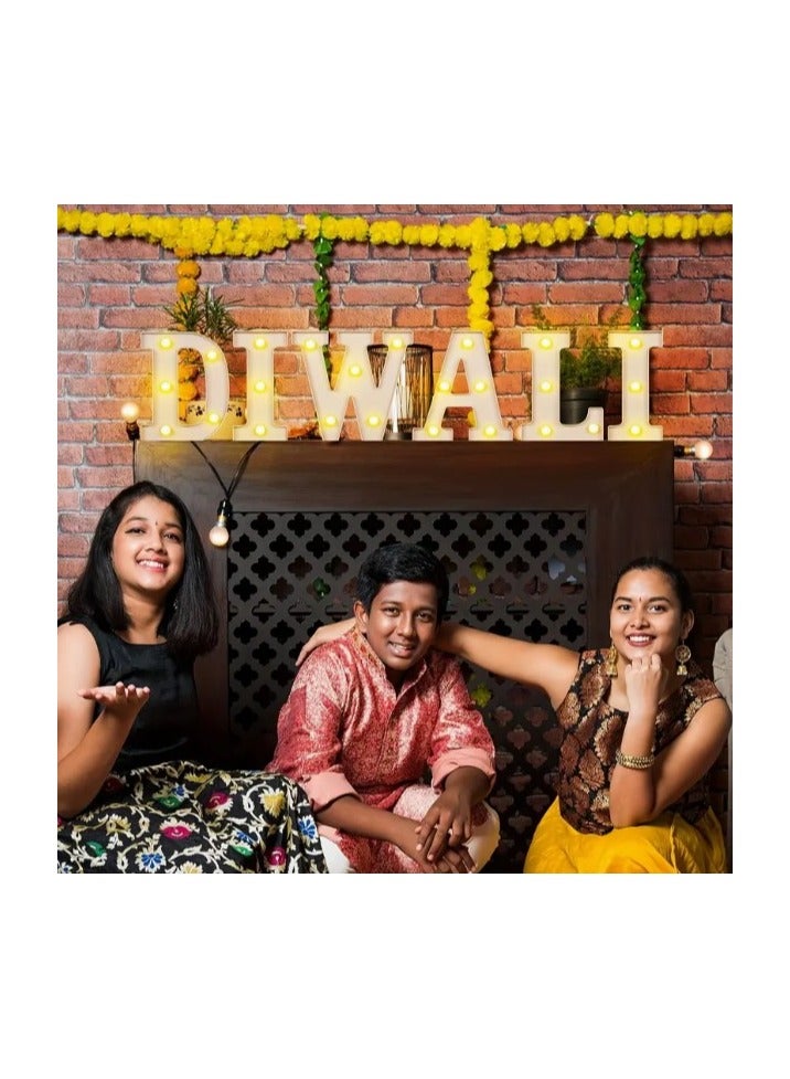 فيتاشيلي رسائل مضيئة من ديوالي ، لافتات زخرفية بلاستيكية LED من 6 عبوات ، بطارية 6.3 بوصة تعمل لغرفة بوجا الهندوسية الهندية ، لوازم حفلات المهرجان ، ديكور الحدث ، لا توجد بطاريات مضمنة - Image 1