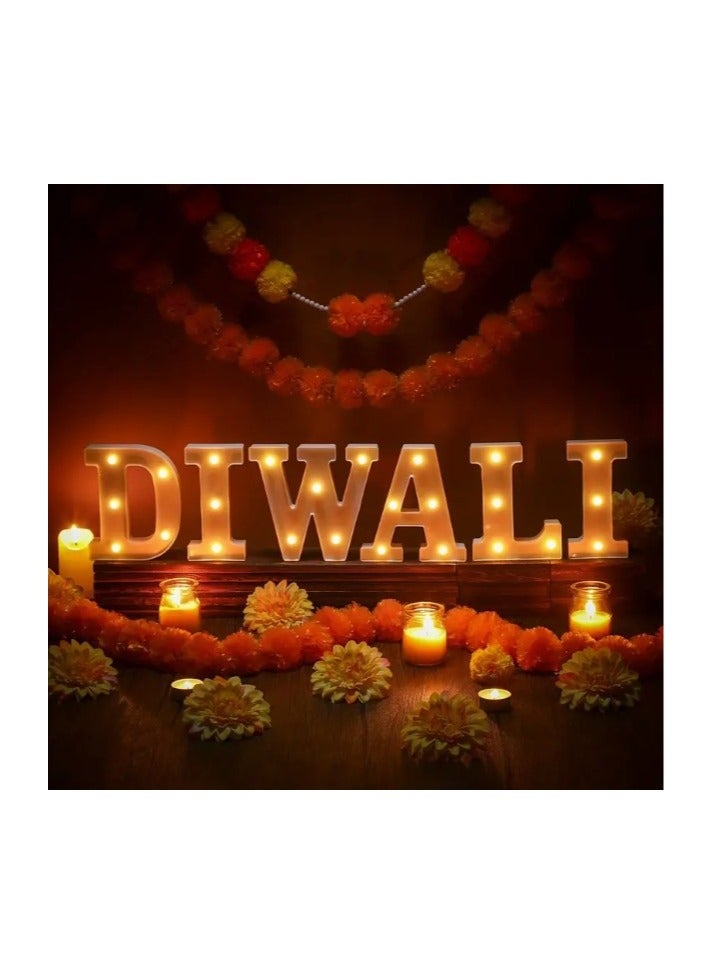 فيتاشيلي رسائل مضيئة من ديوالي ، لافتات زخرفية بلاستيكية LED من 6 عبوات ، بطارية 6.3 بوصة تعمل لغرفة بوجا الهندوسية الهندية ، لوازم حفلات المهرجان ، ديكور الحدث ، لا توجد بطاريات مضمنة - Image 2