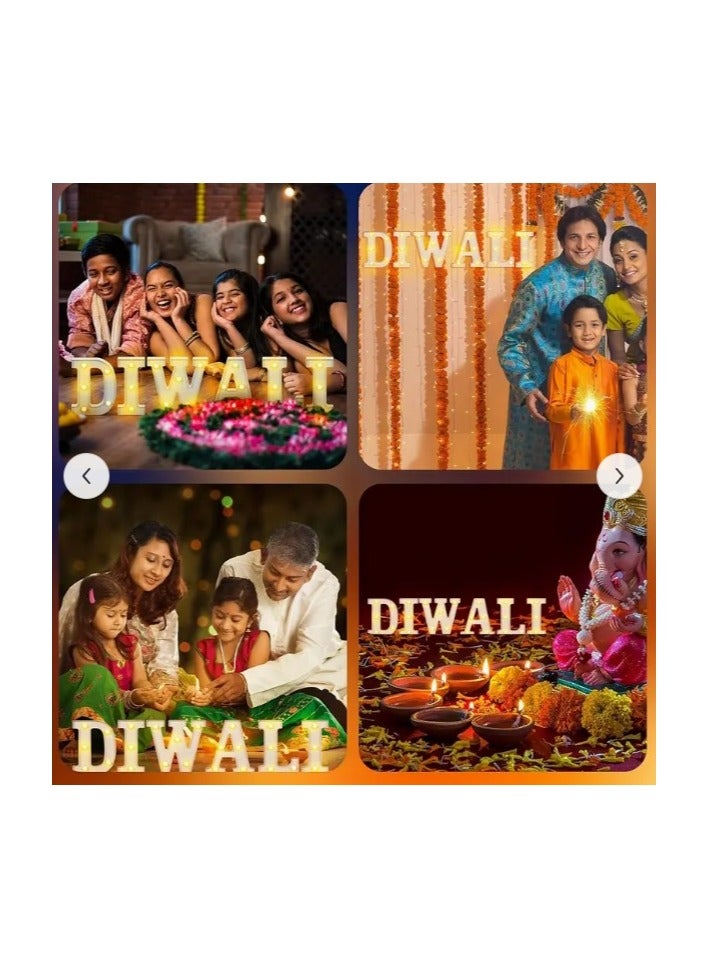 فيتاشيلي رسائل مضيئة من ديوالي ، لافتات زخرفية بلاستيكية LED من 6 عبوات ، بطارية 6.3 بوصة تعمل لغرفة بوجا الهندوسية الهندية ، لوازم حفلات المهرجان ، ديكور الحدث ، لا توجد بطاريات مضمنة - Image 3