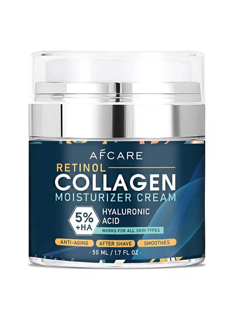 AFCARE Mens Face Moisturizer Cream，Face Collagen Cream with Hyaluronic Acid Day and Night Nourishing and Moisturizing for Man (50ml)  - Image 1