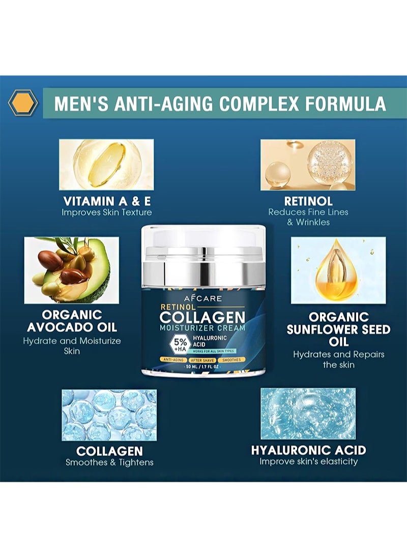 AFCARE Mens Face Moisturizer Cream，Face Collagen Cream with Hyaluronic Acid Day and Night Nourishing and Moisturizing for Man (50ml)  - Image 5