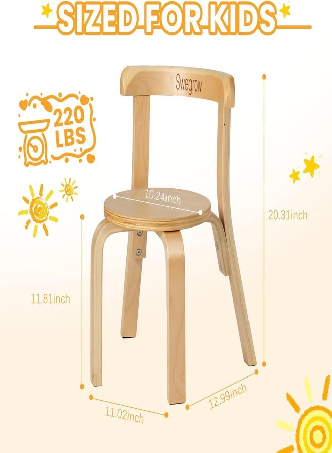 Swegrow Wooden Kids Chair, Toddler Chair for Table, Kids Stackable Chairs, Kid Wooden Furniture for Family/Playroom/Classroom（Set of 2-Natural Wood） - Image 3