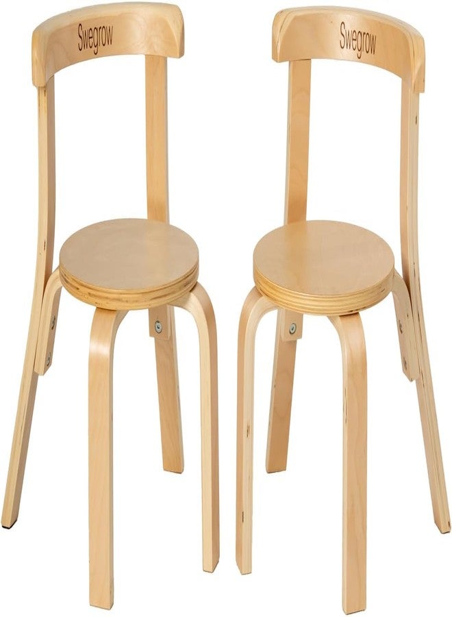 Swegrow Wooden Kids Chair, Toddler Chair for Table, Kids Stackable Chairs, Kid Wooden Furniture for Family/Playroom/Classroom（Set of 2-Natural Wood） - Image 1