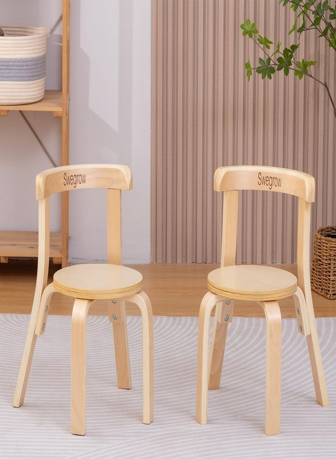 Swegrow Wooden Kids Chair, Toddler Chair for Table, Kids Stackable Chairs, Kid Wooden Furniture for Family/Playroom/Classroom（Set of 2-Natural Wood） - Image 2