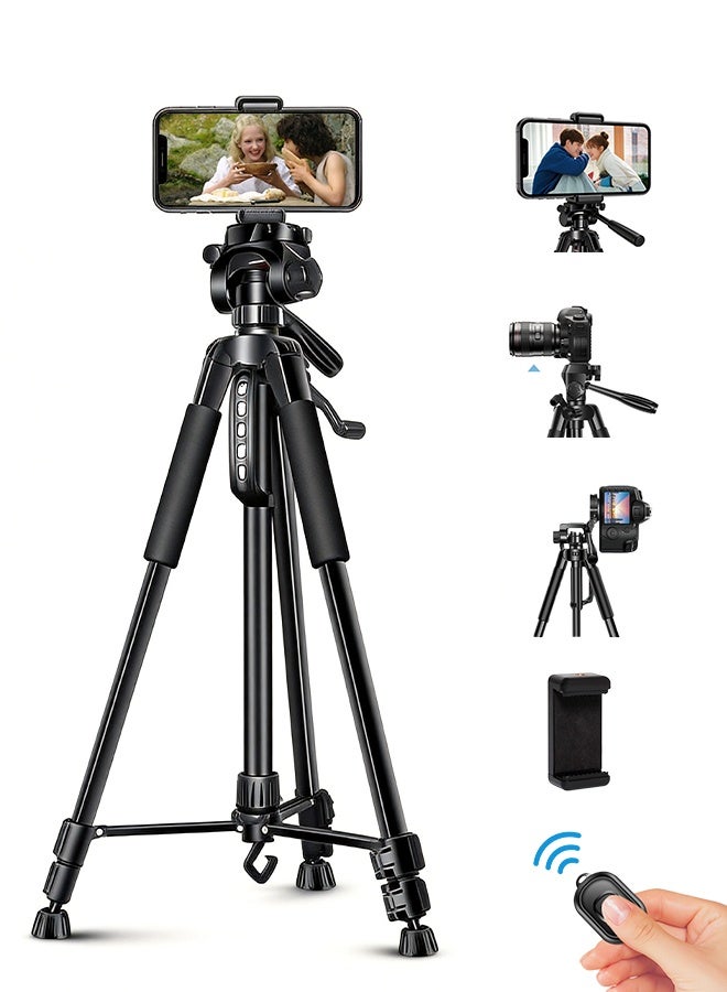 Camera Tripod Stand, 170cm 360° Panorama Shooting Aluminum Phone Tripod with Travel Bag for DSLR Cameras/Projector, Cell Phone Tripod with Wireless Remote Control  for video recording, vlogging, photography, TikTok, YouTube - Image 1