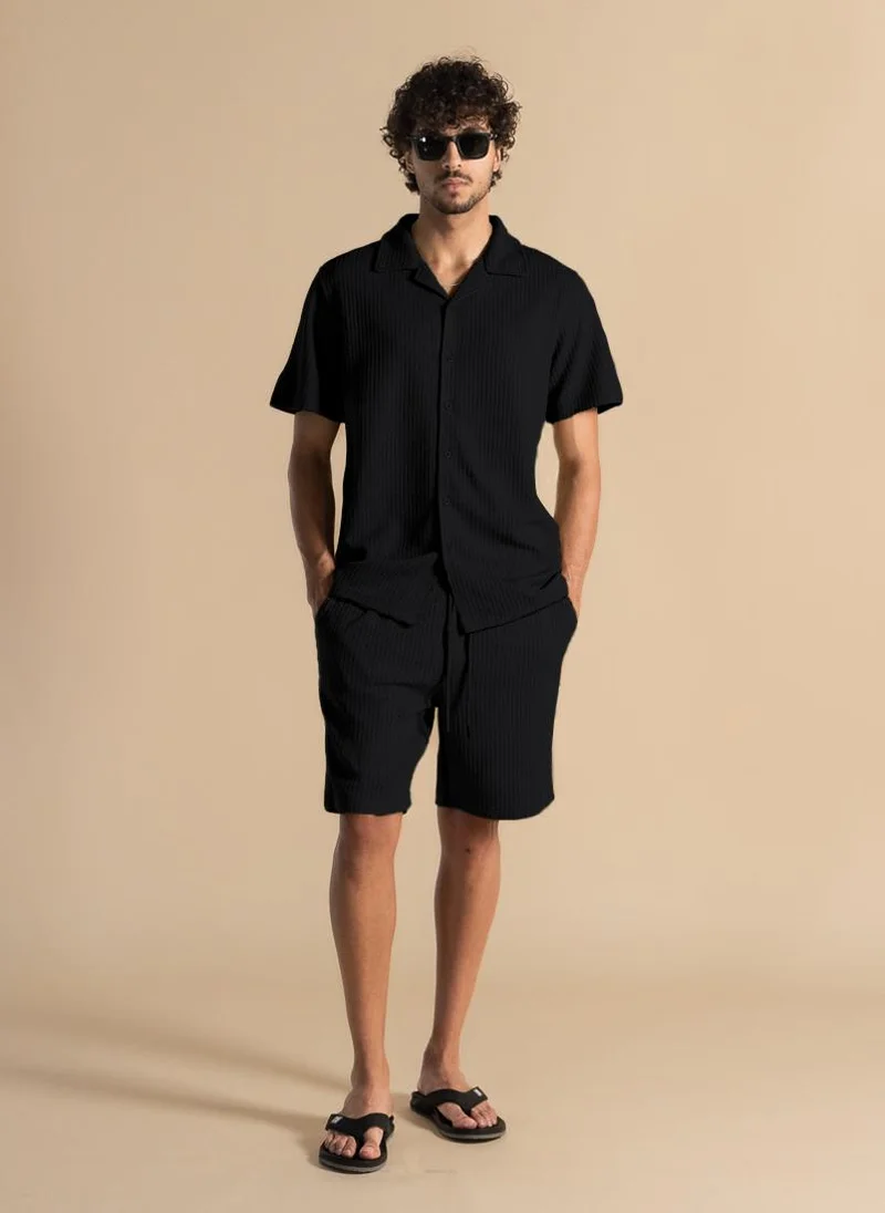 SHAPES TEXTURED SHIRT SET