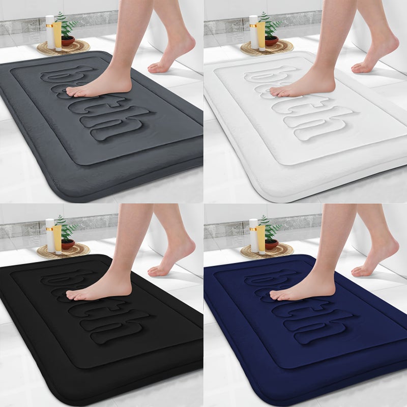 Brown Coral Fleece Bath Rug Non Slip Machine Washable Absorbent - Image 1