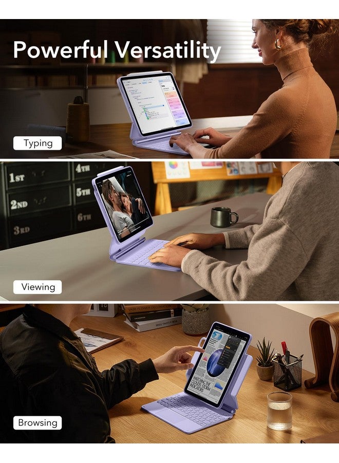 اي اس ار حافظة ESR لجهاز iPad Pro مقاس 11 بوصة مع لوحة مفاتيح (M4، 2024)، حافظة لوحة مفاتيح لجهاز iPad Pro 11 (الجيل الخامس) مع حامل مغناطيسي سهل التركيب، وضع عمودي/أفقي، حافظة واقية قابلة للإزالة، سلسلة Rebound 360، أرجواني  - Image 2