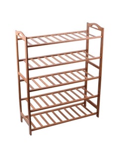 watheer 5-Tier Bamboo Shoe Rack Shoe Storage Organizer for Bedroom Closets, Entryways, and Sneakers - Brown 