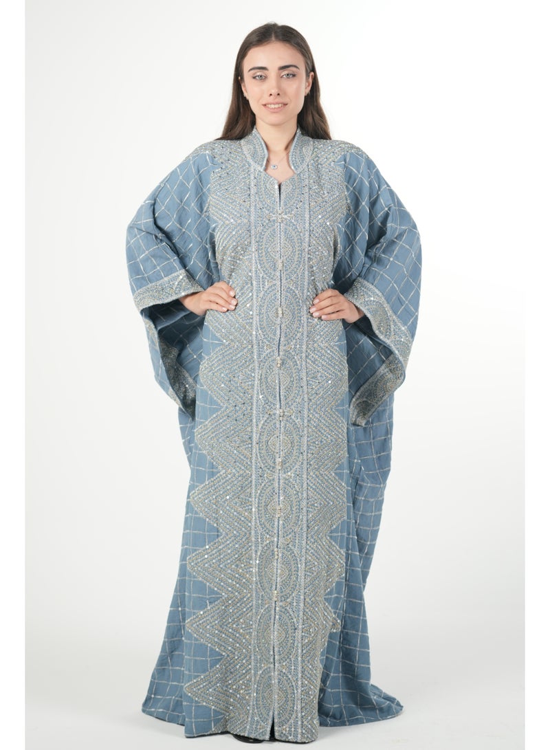 البنت الشرقية جلابية نسائية مطرزة واسعة مع حزام داخلي مقاس موحد - Image 1